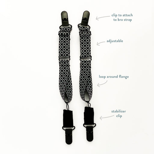 Hands-Free Pumping Strap- Works With Any Bra - Black Vintage Pattern